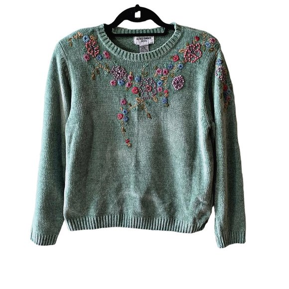 Vintage Alfred Dunner Floral Embroidered Grandmacore Sweater - Picture 1 of 7